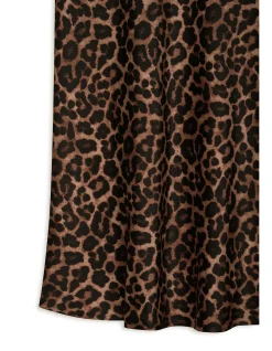 Bar Silk Leopard Midi Skirt