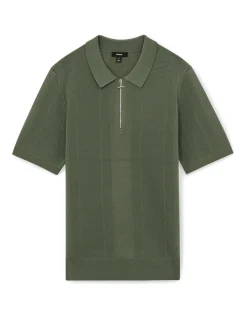 BART HALF ZIP TEXTURED KNITTED POLO