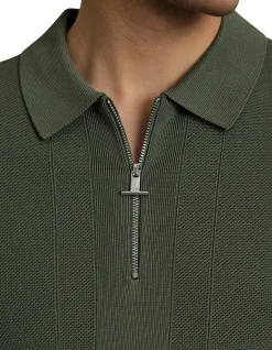 BART HALF ZIP TEXTURED KNITTED POLO