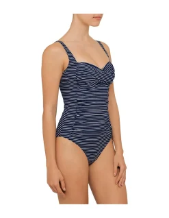 Basix Cross Front D Cup Stripe One Piece