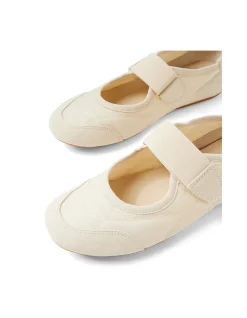 Battu Vanilla Suede Strap Mary Jane Flats
