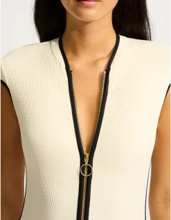 Beach Bound Cap Sleeve Zip Front One Piece