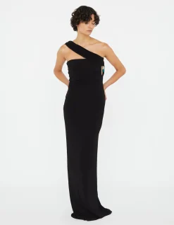 BEACH GLASS DRAPED JERSEY STRAPLESS MAXI DRESS