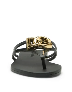 Beachwear Gold Logo Strap Thong Sandals