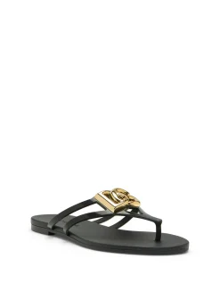 Beachwear Gold Logo Strap Thong Sandals