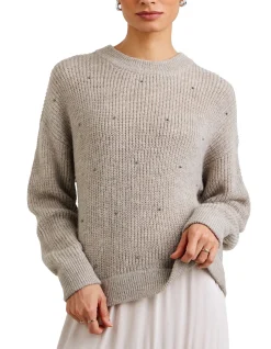 Beaded Crew Neck Knit