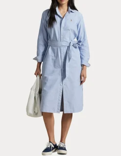 BELTED COTTON OXFORD SHIRTDRESS