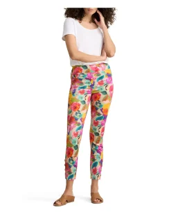 Bengajean Multi Roses 7/8 Button Detail Pant