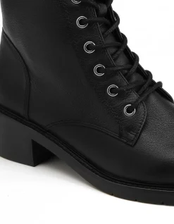 Benny Black Pebble Leather Ankle Boot