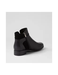 Bessi Black Leather Suede Ankle Boots
