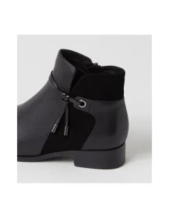 Bessi Black Leather Suede Ankle Boots
