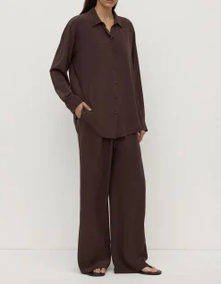 Betty Silk Long Sleeve Shirt Ganache