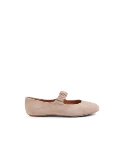Beuller Ruched Strap Suede Ballet Flats