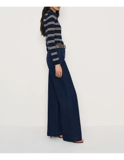 BEX SUPER STRETCH HIGH RISE WIDE LEG JEANS TROUSER POCKET