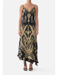 BIAS SLIP DRESS WITH FRILL HEM