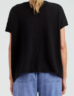 Bisou Relaxed Cotton V Neck Knit Top