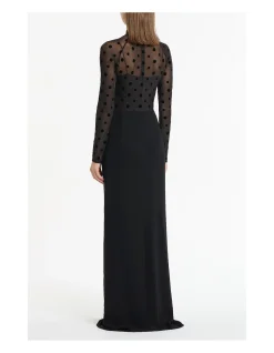 BLACK MESH SPOT CONTRAST GOWN