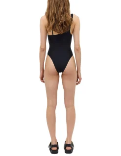 BLACK SPANDEX PLUNGE ONE PIECE
