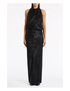 BLACK BURNISHED METALLIC BIAS SKIRT