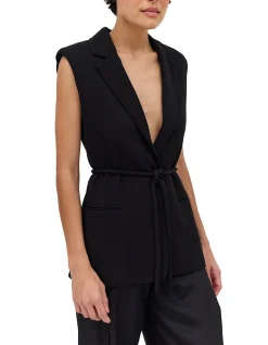 BLACK SUITING SHIFTING VEST
