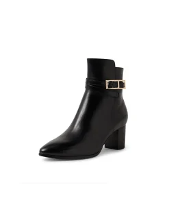 Blida Buckle Heel Leather Ankle Boots