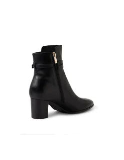 Blida Buckle Heel Leather Ankle Boots