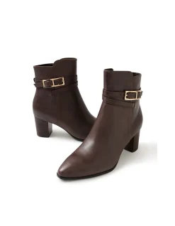 Blida Buckle Strap Leather Ankle Boots