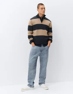 BLOCK STRIPE KNIT POLO