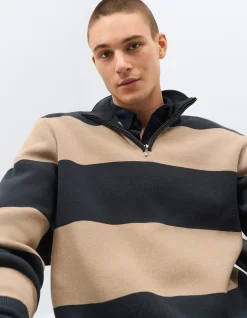 BLOCK STRIPE KNIT POLO