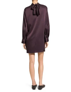 Blouson Sleeve Dress in Satin