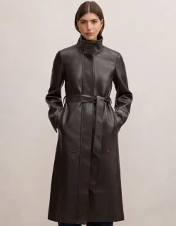 BONNIE VEGAN LEATHER FUNNEL TRENCH COAT