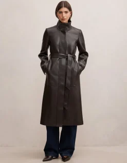 BONNIE VEGAN LEATHER FUNNEL TRENCH COAT