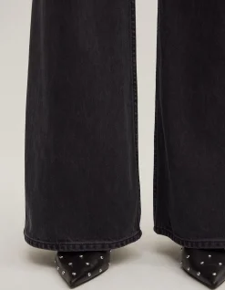 Bootcut Washed Black Fit And Flare Jeans