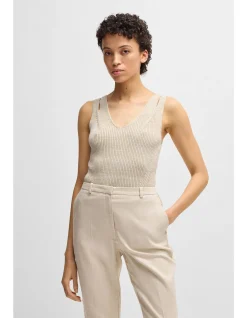 BOSS FLANI 10268831 01 V-Neck Ribbed Sleeveless Top