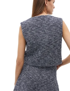 Boucle Vest with Button Front and Textured Finish