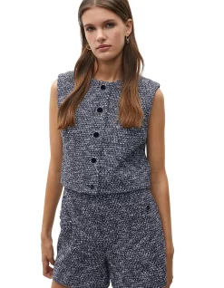 Boucle Vest with Button Front and Textured Finish