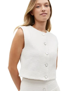 Boucle Vest with Button Front and Textured Finish