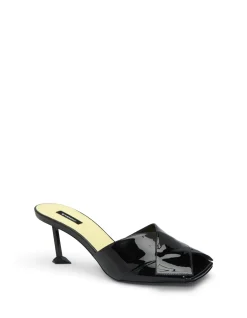 Boudoir Fold Sculpted Heel Leather Mules