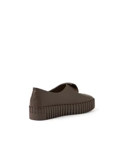 Breakin Choc Leather Cut Out Platform Flats
