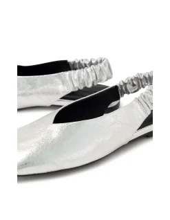 BREETNY Crackle Leather Slingback Flats