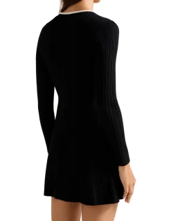 BRIELLE FIT AND FLARE KNITTED MINI DRESS