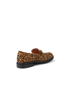 Brogane Leopard Pony Buckle Loafers
