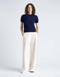 BRUSHED ALPACA WOOL BLEND SHORT SLEEVE TEE