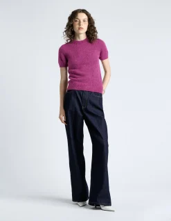 BRUSHED ALPACA WOOL BLEND SHORT SLEEVE TEE