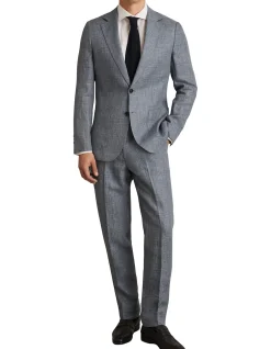 2B SB REEF NOTCH PRINCE OF WALES CHECK LINEN BLAZER