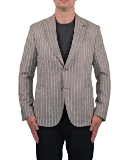 2B SLIM STRIPE 1/2 LINED PATCH POCKET BLAZER