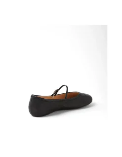 Bumble Buckled Strap Leather Ballet Flats