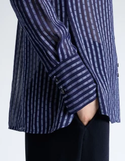 BURNOUT TEXTURED STRIPE SHIRT