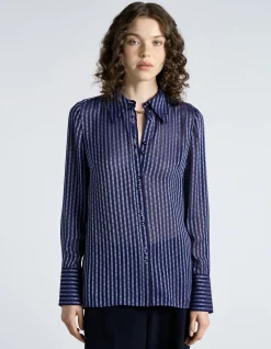 BURNOUT TEXTURED STRIPE SHIRT