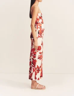 Bustier Draped Midi Dress